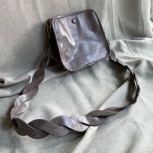 New! Anthropologie Bette Vegan Leather Crossbody Purse, Grey